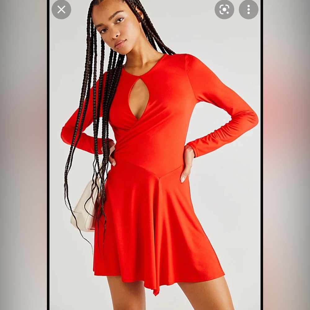 Free People FP Beach red holiday skater dress XL sexy for curves NYE